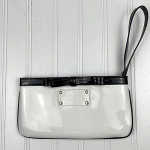 Kate Spade patent leather white & black bowtie clutch